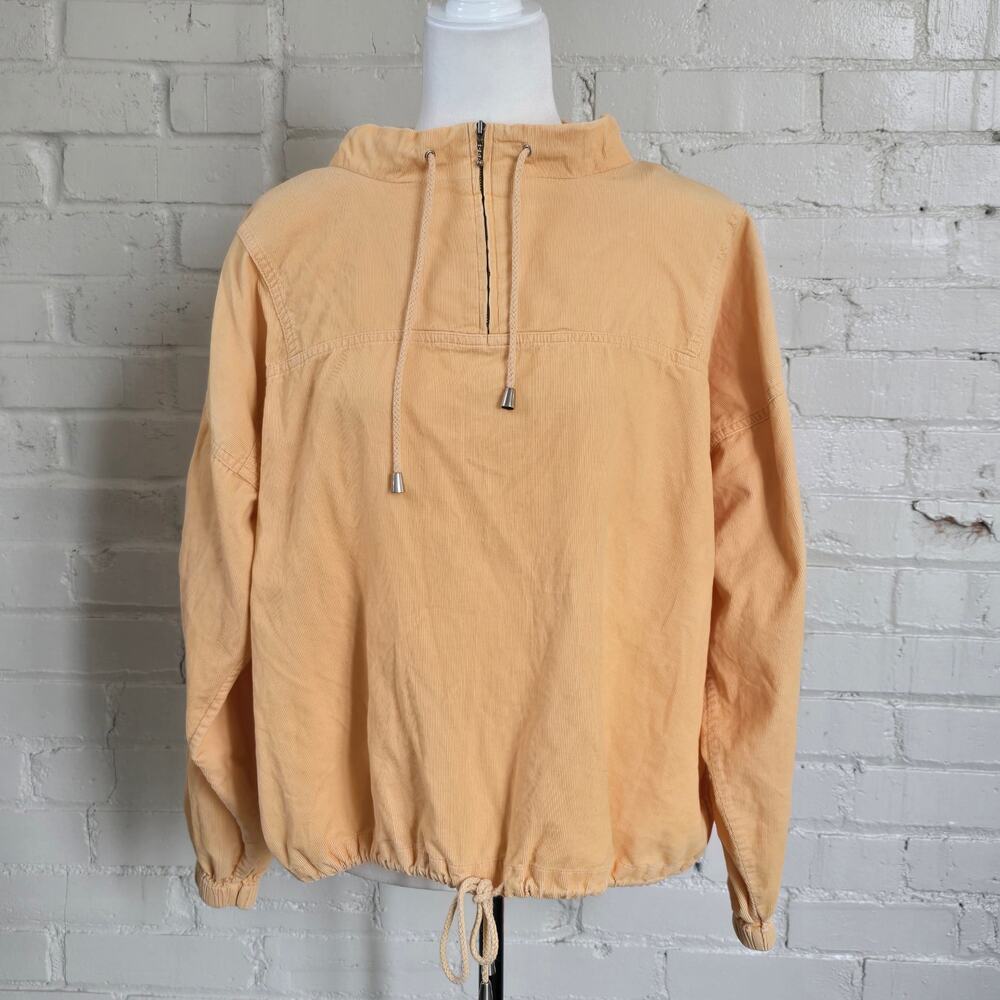 Christopher & Banks Corduroy Quarter Zip Pullover Jacket Yellow ┃Retro Gorpcore